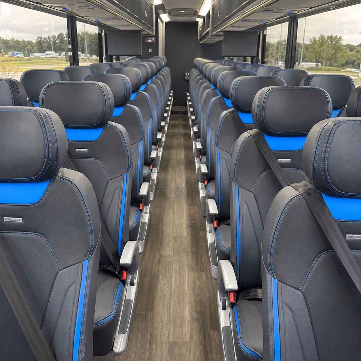 56 passenger charter bus inside